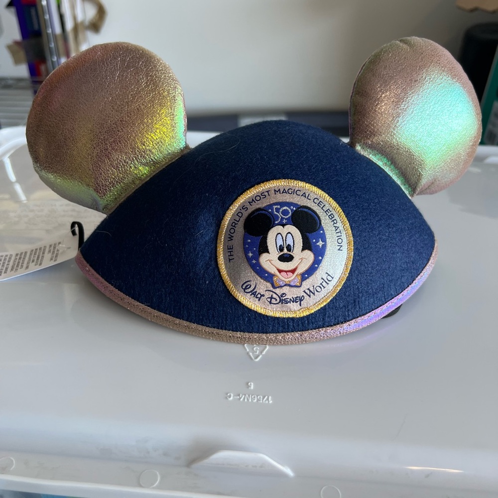 Disney World 50th Celebration Mickey Ears with Navy and Gold